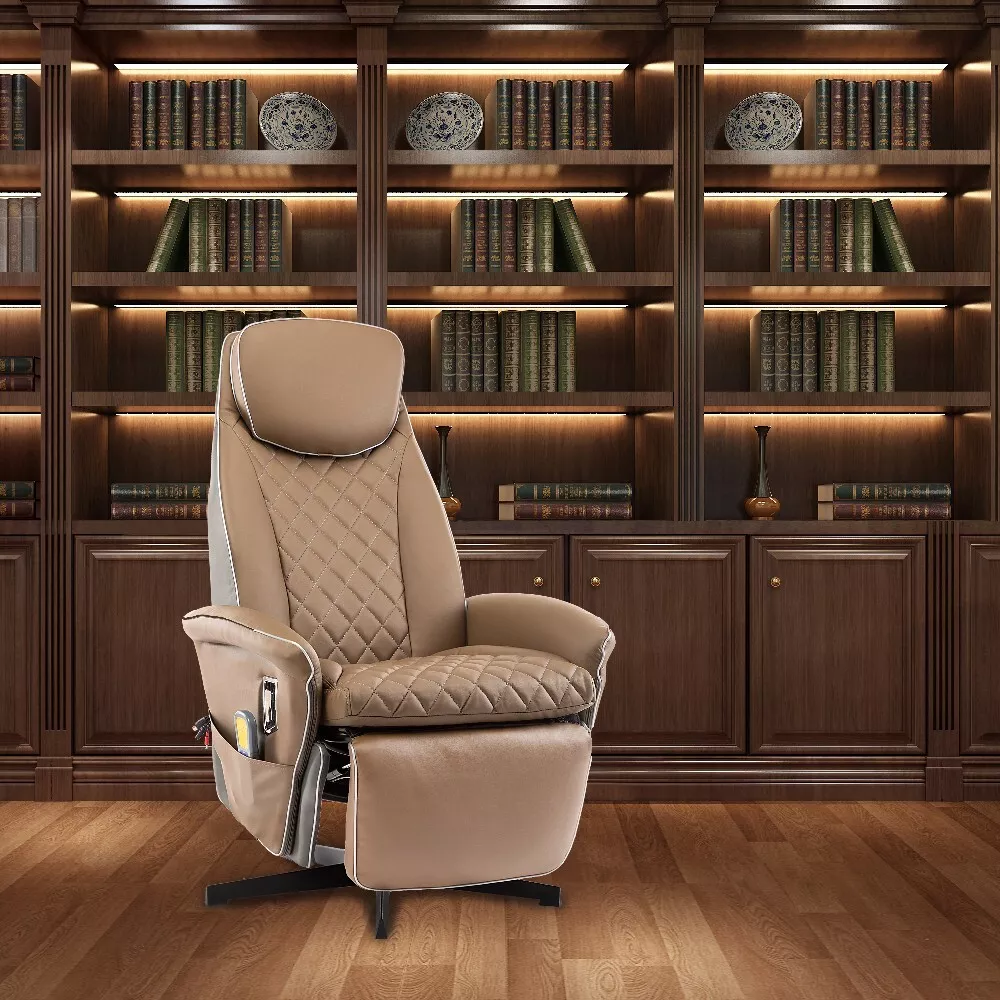 Happy Home Happy Home Elektrischer Massagesessel Relaxsessel HWP09-HBR hellbraun Lederoptik