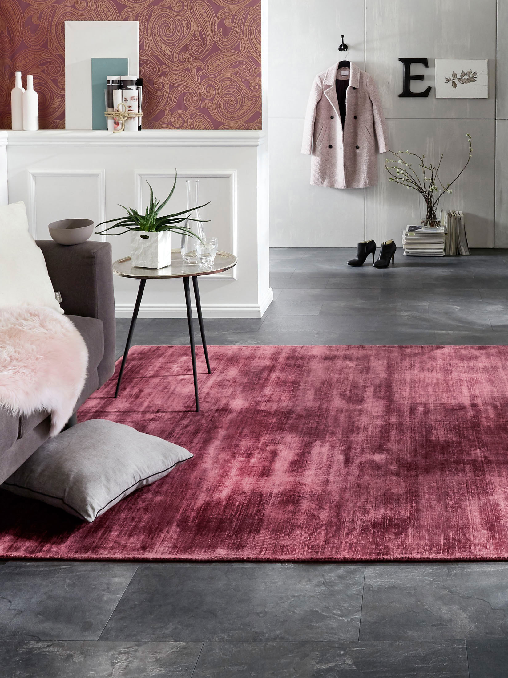 Miramar Viskose-Teppich, Aubergine