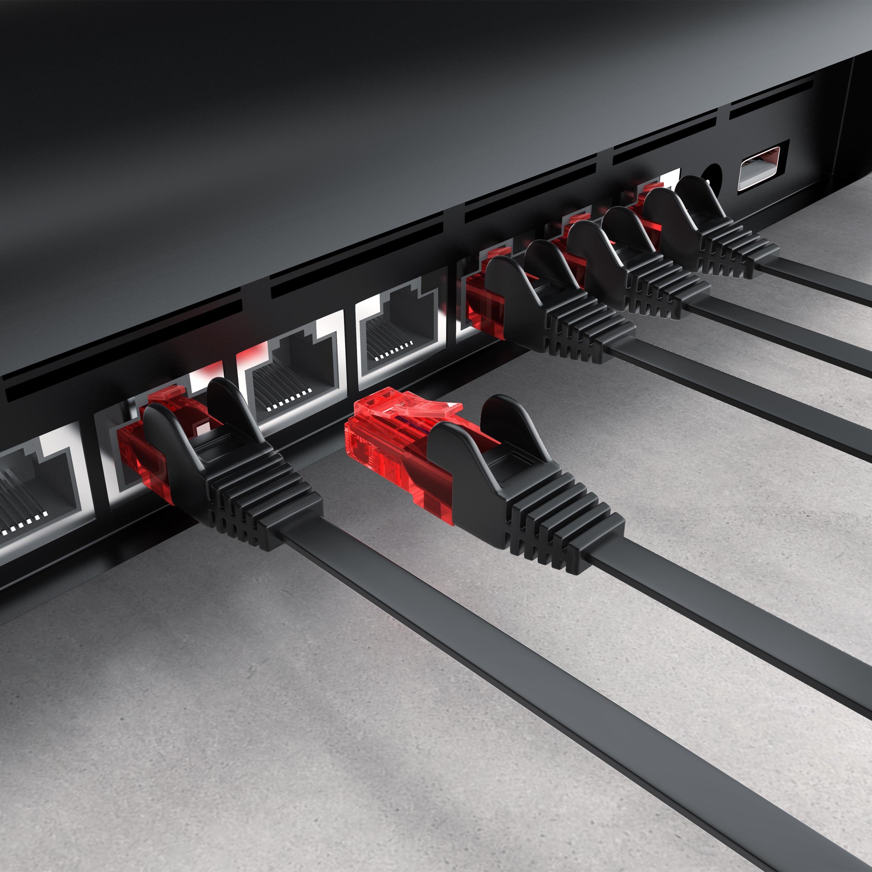 CSL LAN-Kabel, CAT.6, RJ-45 (Ethernet) (200 cm), CAT 6 Flachband Netzwerkkabel Gigabit 1000Mbit/s Patchkabel flach 2m