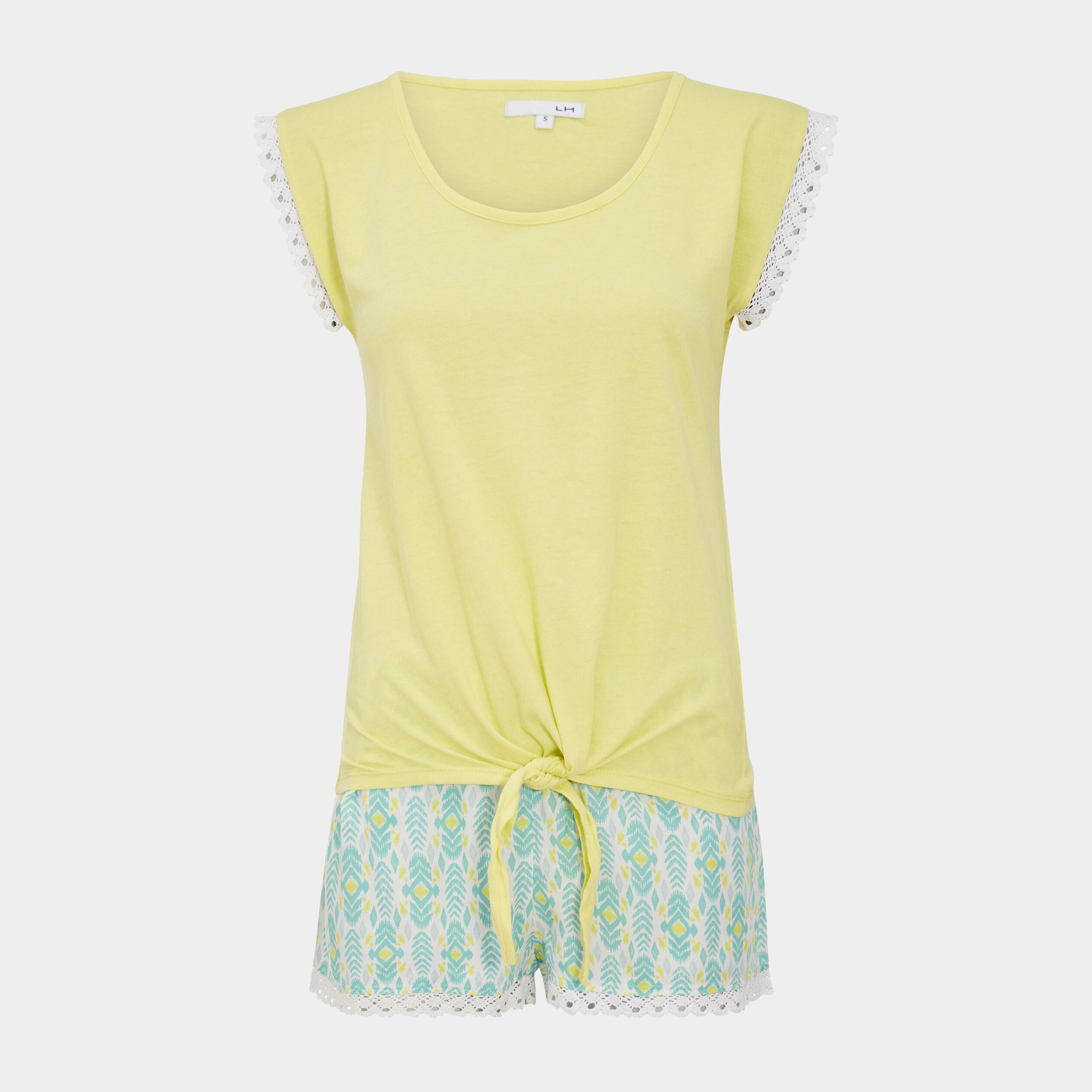 Ensemble pyjama 2 pièces t-shirt à noeud ecru femme | La Halle
