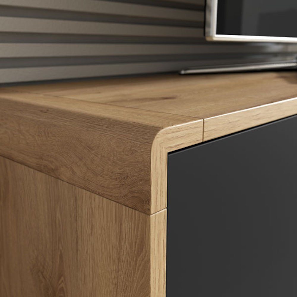 Helvetia Stauraumschrank Aston 92cm Taurus Eiche schwarz 3-türig