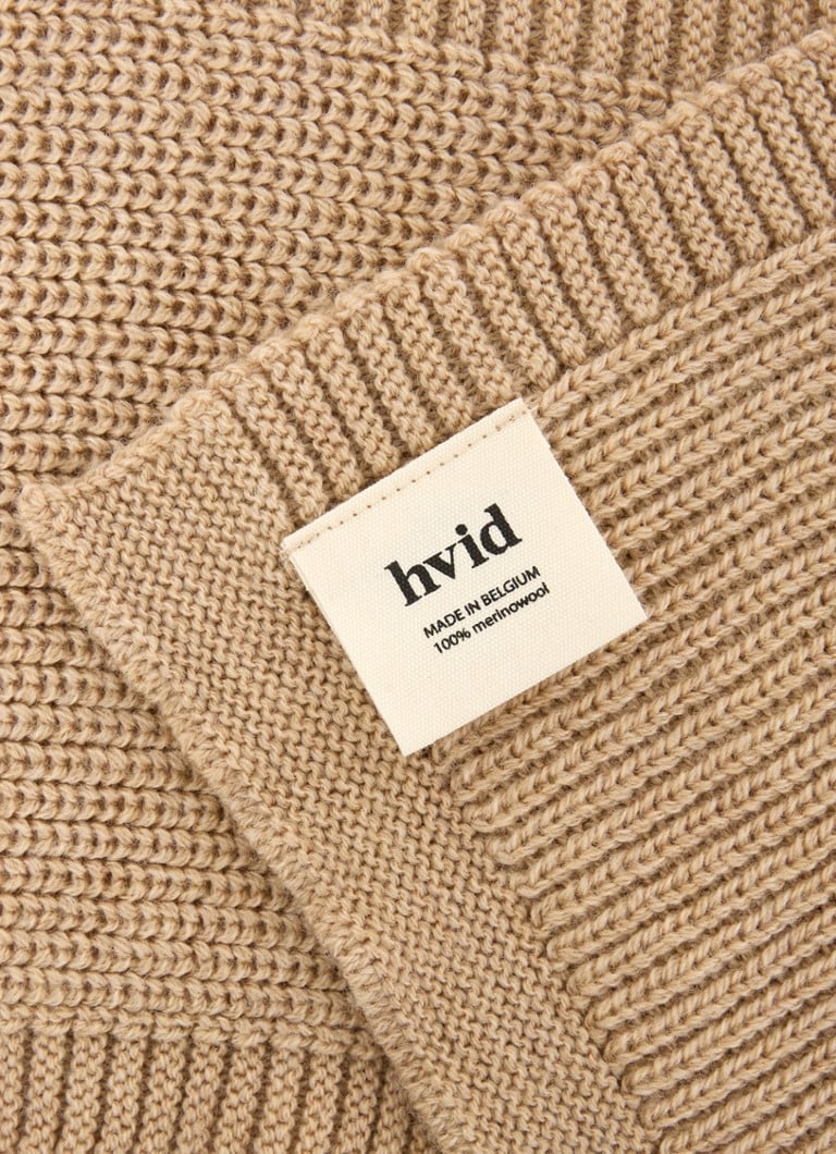 Eșarfă groasă din tricot merino Hvid Gustave, 140 x 20 cm