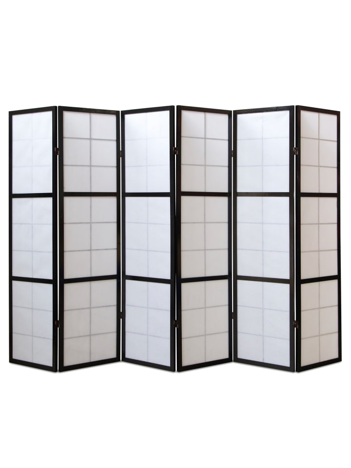 Homestyle4u 6-tlg. Paravent Shoji in Schwarz 264x175 cm günstig kaufen onesize