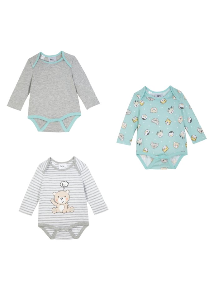Baby Langarmbody aus Bio-Baumwolle (3er-Pack)