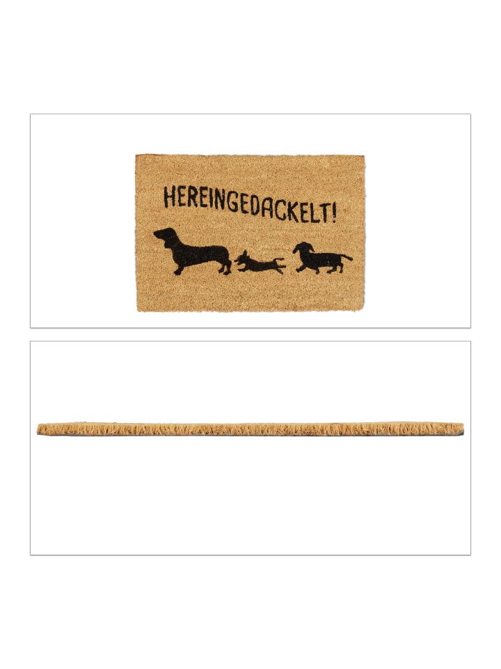 relaxdays Fußmatte Hereingedackelt in Braun - (B)60 x (T)40 cm günstig kaufen onesize