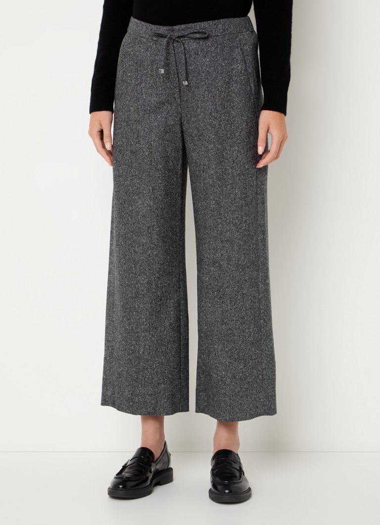 Pantaloni MaxMara Mina cu talie înaltă și croială largă, confecționați dintr-un amestec de mătase melanj.