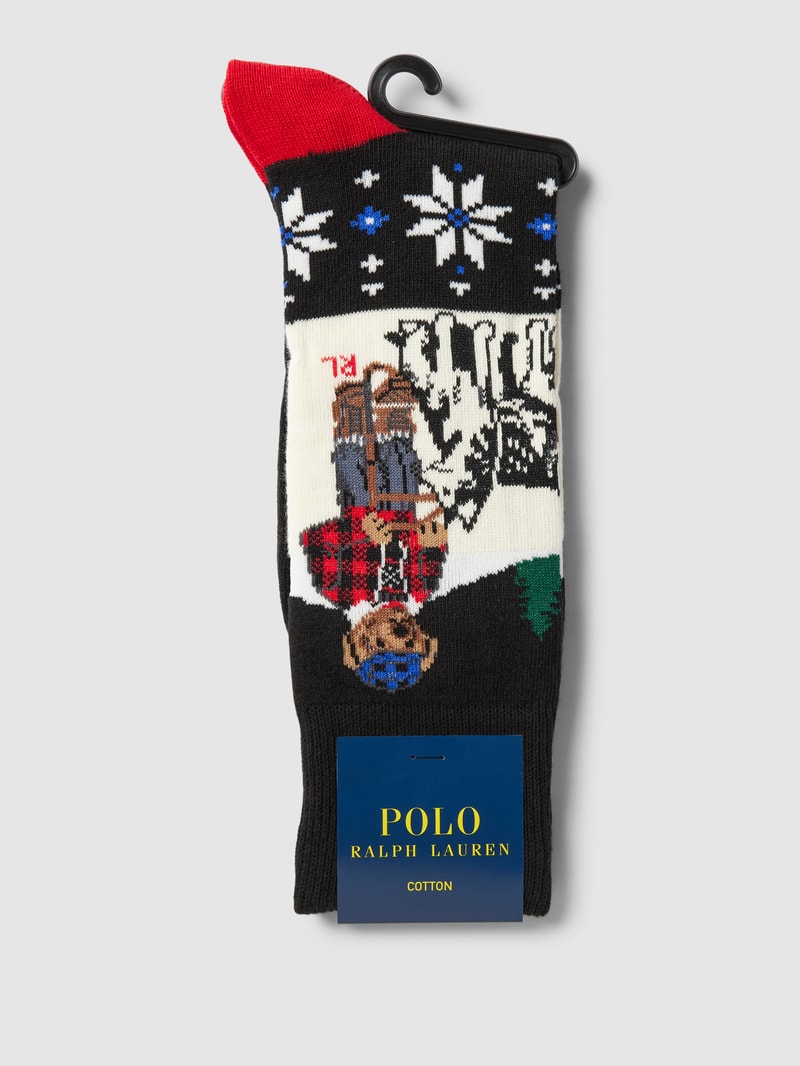 Socken mit Label-Stitching Modell 'SCENIC' in schwarz