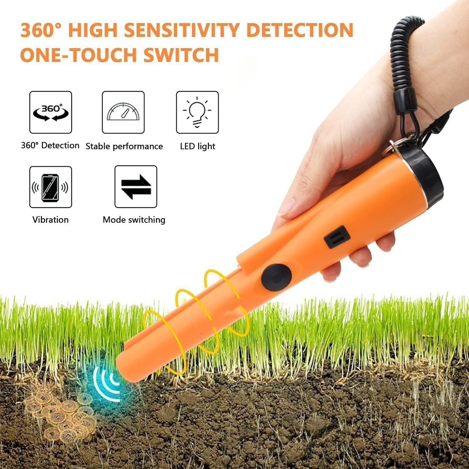 Suzakuin Metalldetektor Tragbarer Metalldetektor - Wasserdichter Pinpointer für Goldsuche