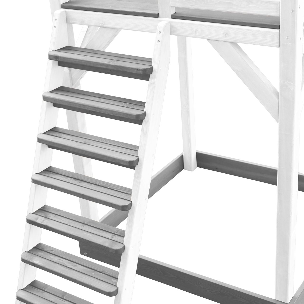 AXI Beach Tower Spielturm mit Klettergerüst und Doppelschaukel - Graue Rutsche