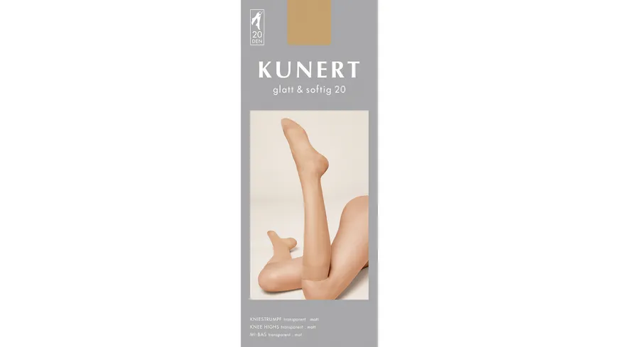 KUNERT Damen Kniestrümpfe Glatt & Softig 20 DEN teint