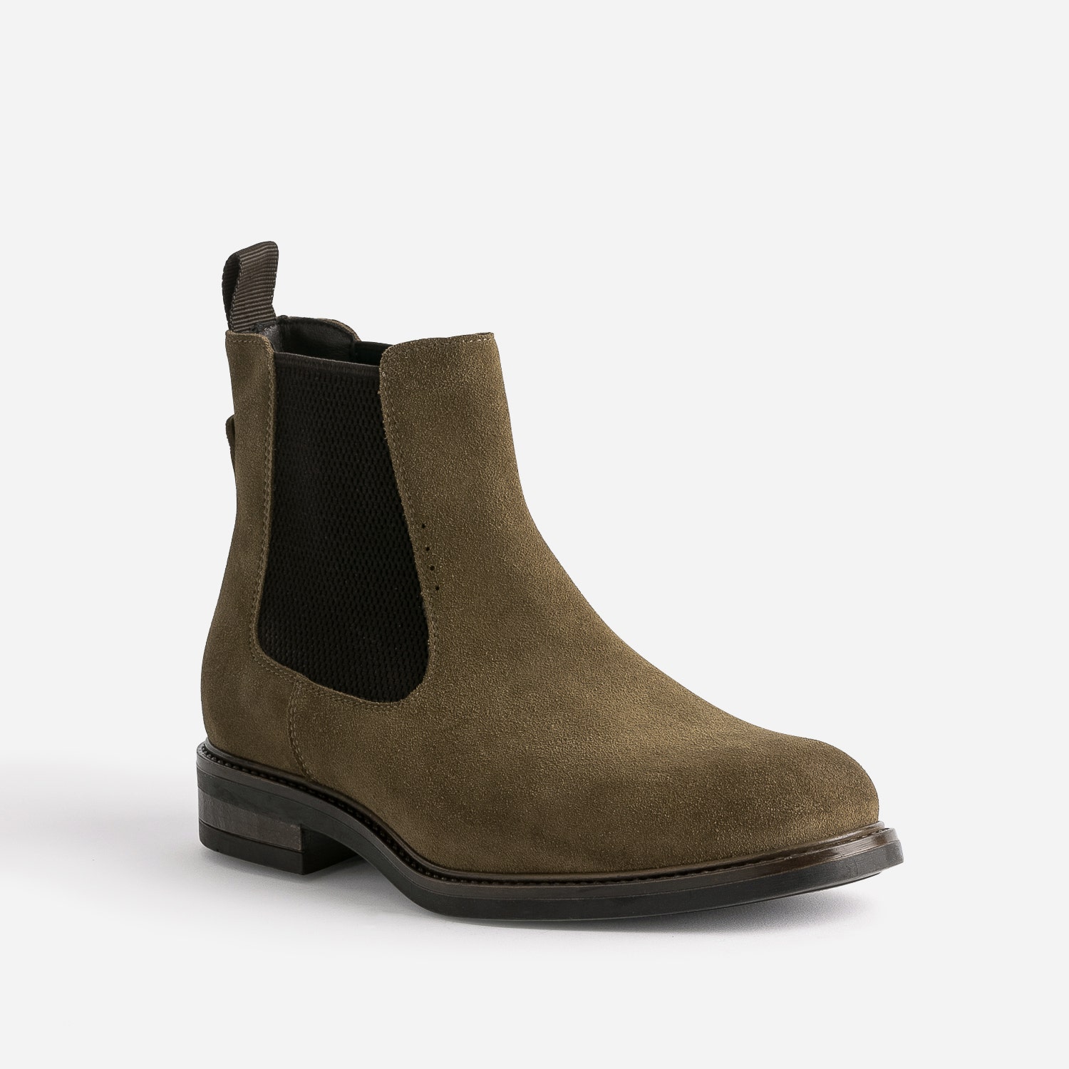 Chelsea boots marron en cuir velours