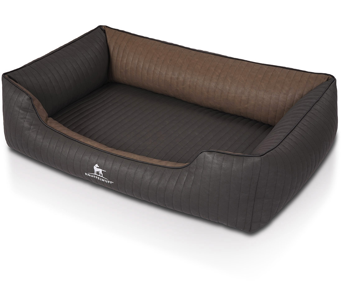 Knuffelwuff Hundebetten Knuffelwuff Orthopädisches Hundebett Rough Road aus laser-gestepptem marmoriertem Kunstleder schwarz/ braun XL