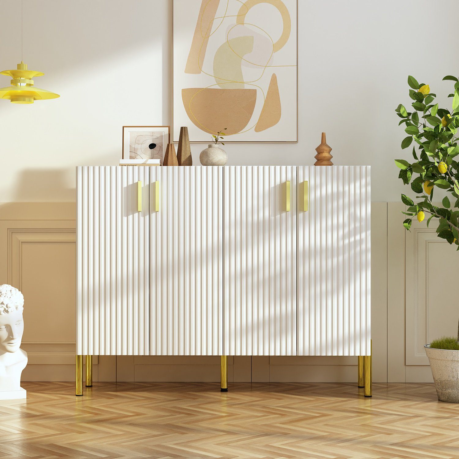 FUFU&GAGA Sideboard Küchenschrank mit 4 Türen, Breit 120cm