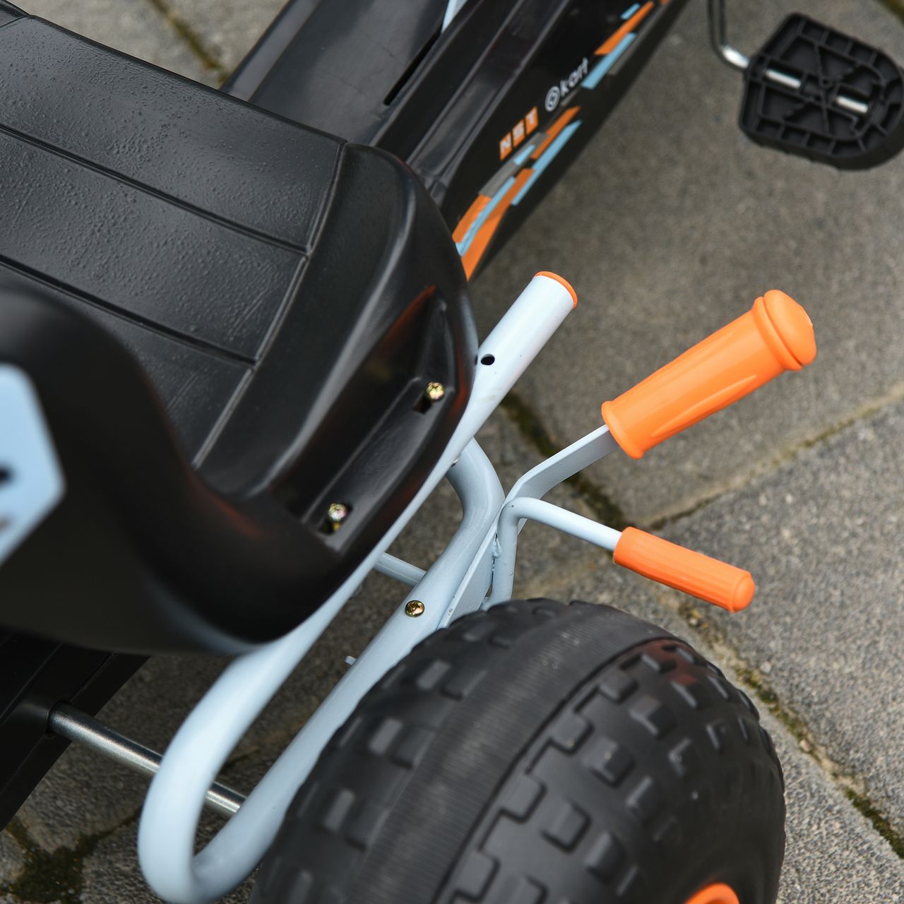 HOMCOM Go Kart Kinderfahrzeug Tretauto mit Pedal ab 3 Jahre Stahl Hellblau