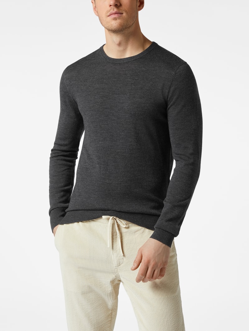 Pullover aus Wolle Modell 'Nichols' in anthrazit