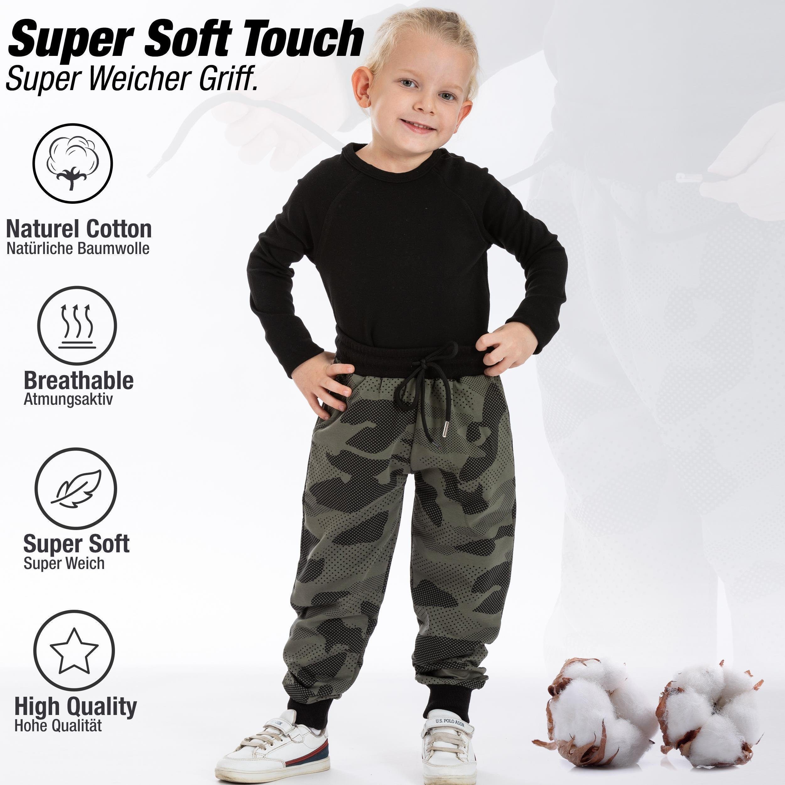 LOREZA Jogginghose Jungen Mädchen Camouflage Hose Trainingshose Jogginghose Freizeithose (1-tlg)