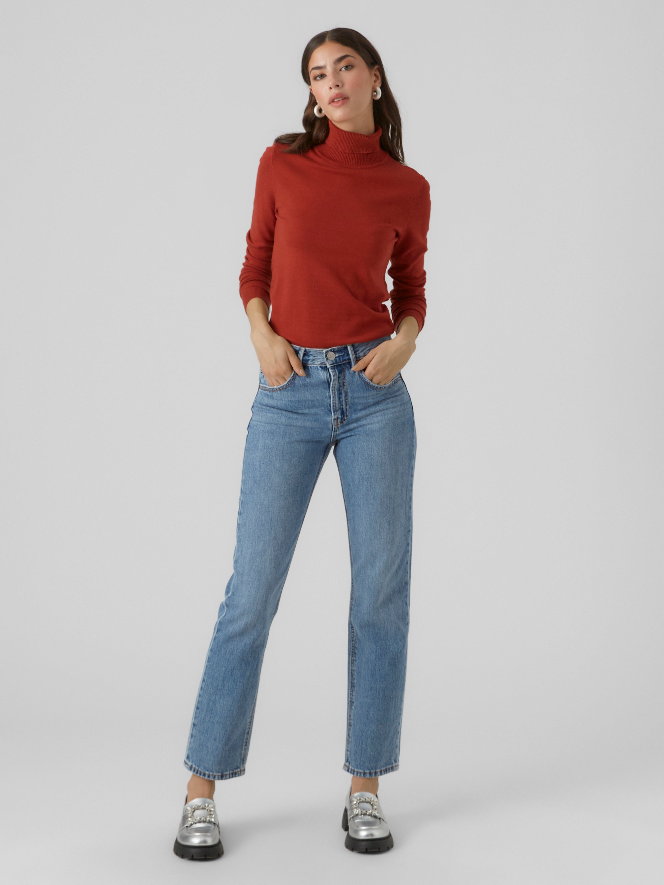 VMHAILEY Hohe Taille Gerade geschnitten Jeans