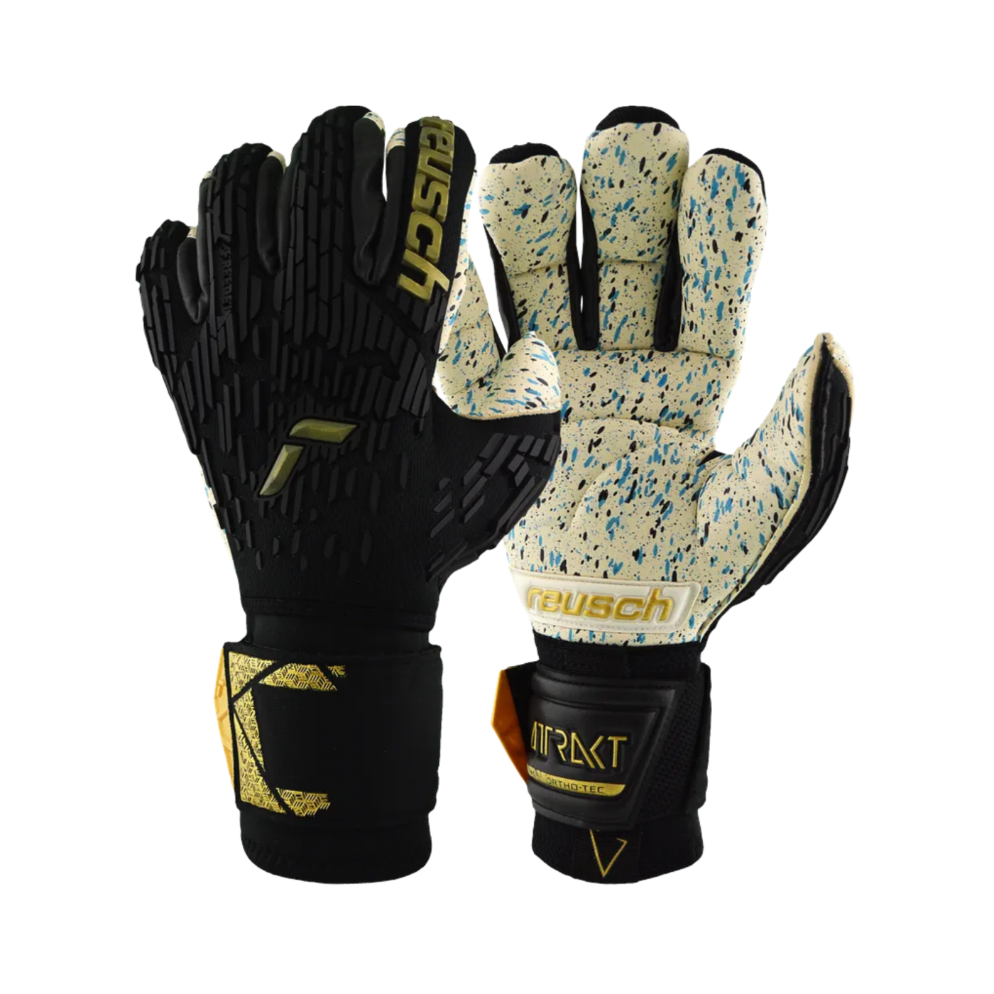 Reusch Attrakt Freegel Fusion Ortho-Tec TW-Handschuhe Schwarz Gold F7707
