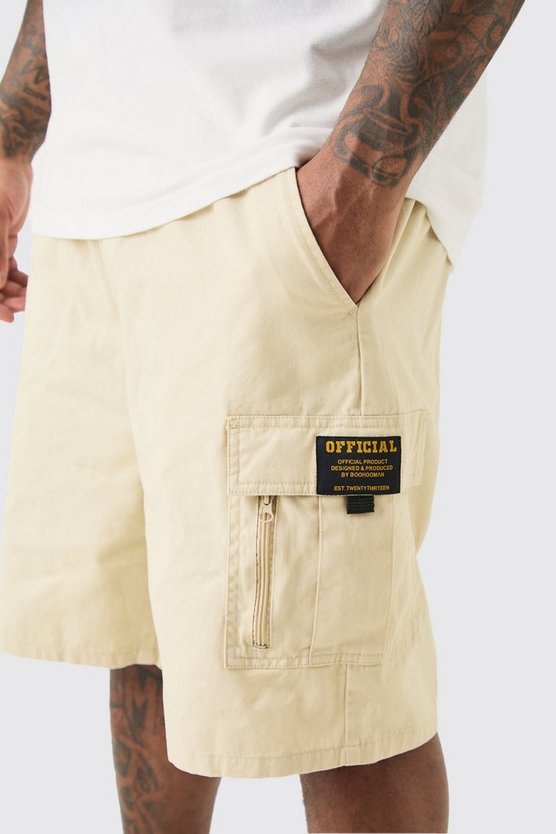 Plus lockere Twill Cargo-Shorts mit Reißverschluss-Detail