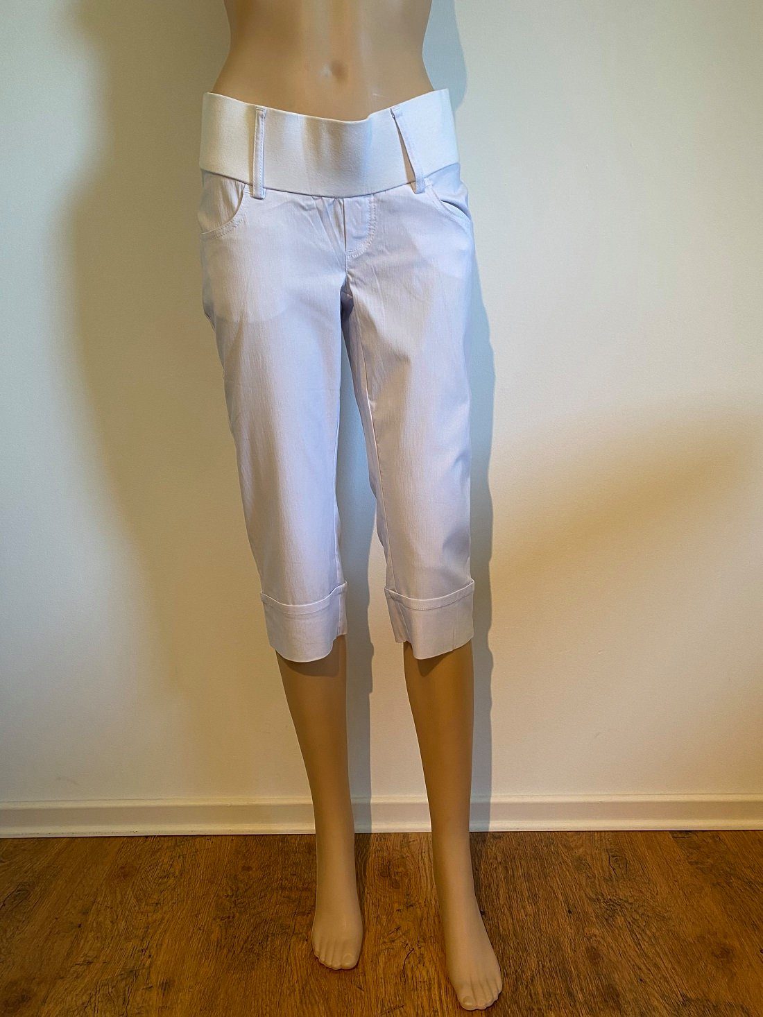 Star Collection Stretch-Umstandshose 379190 weiß kurz Caprihose Stretch
