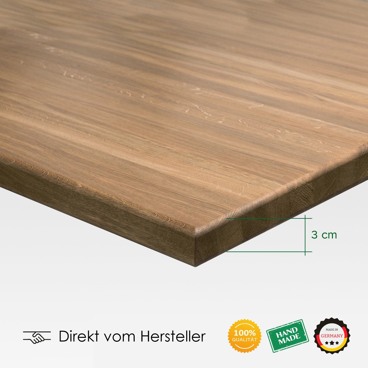 Rikmani Tischplatte Massivholzplatte Eiche Dunkel Naturholz Esstisch Schreibtisch Arbeitsplatte Küche Holzbrett Schreibtischplatte, Massivholz