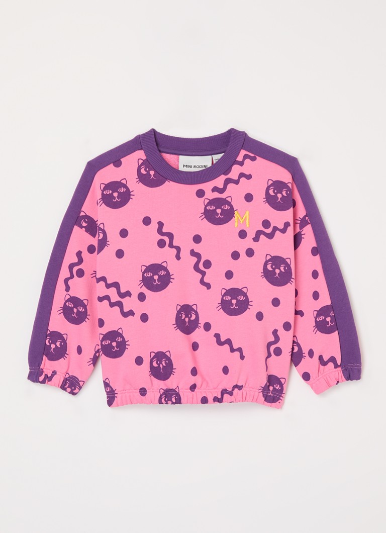 Mini Rodini genser med trykk og Squiggly Cat-motiv