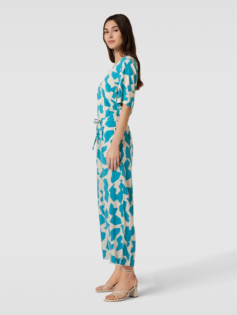 Jumpsuit aus Viskose mit Tunnelzug in petrol