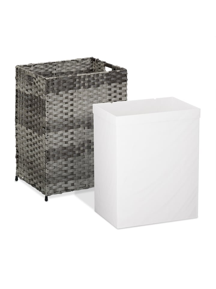 relaxdays Wäschekorb in Grau/ Beige - (B)46 x (H)60 x (T)34 cm günstig kaufen onesize