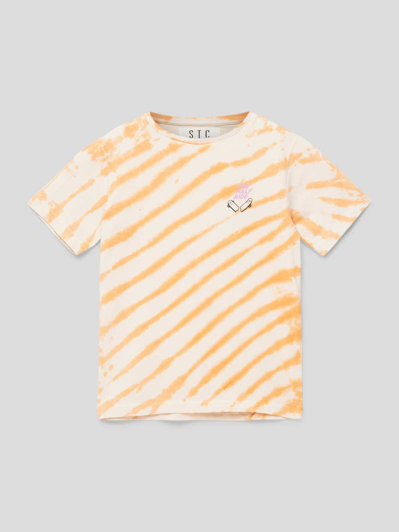T-Shirt in Batik-Optik in orange