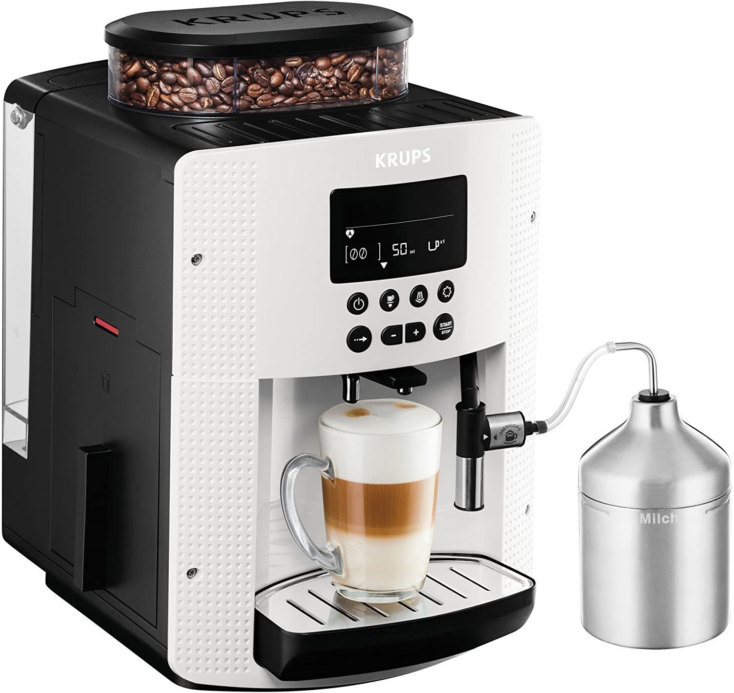 Krups Kaffeevollautomat EA8161 Espresso Kaf­fee­voll­au­to­mat INKLUSIVE XS6000 Pisa weiß