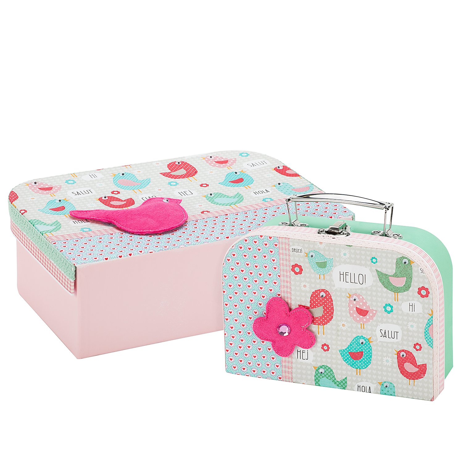 Deko-Koffer-Set, weiß, 2 Stück
