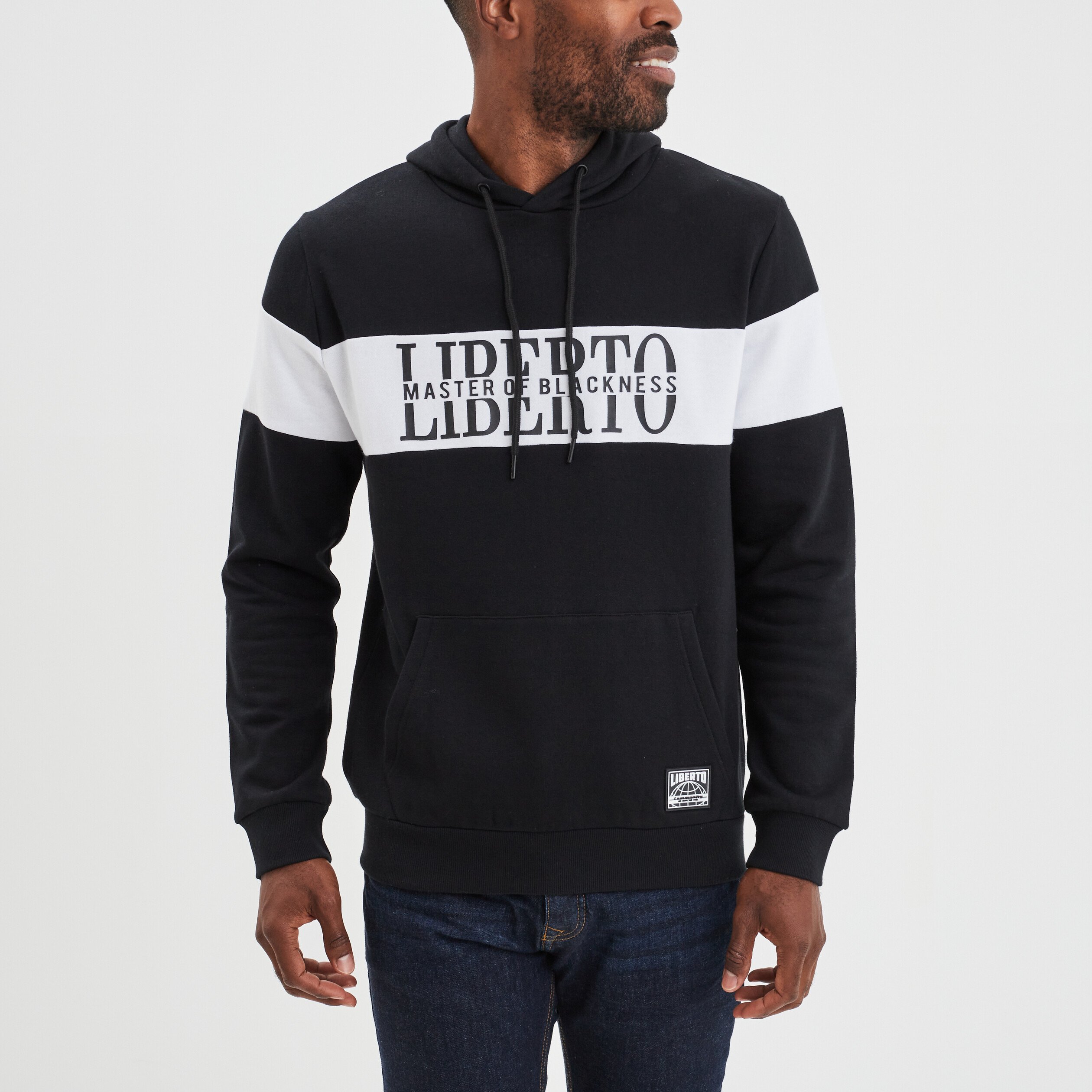 Sweat tricolor à capuche hoodie noir homme | La Halle