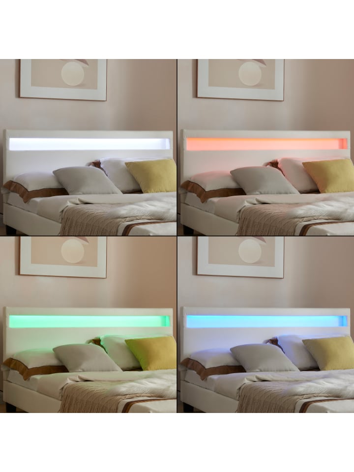 Corium Polsterbett Paris Kunstleder mit LED in Weiß (B)140cm günstig kaufen onesize