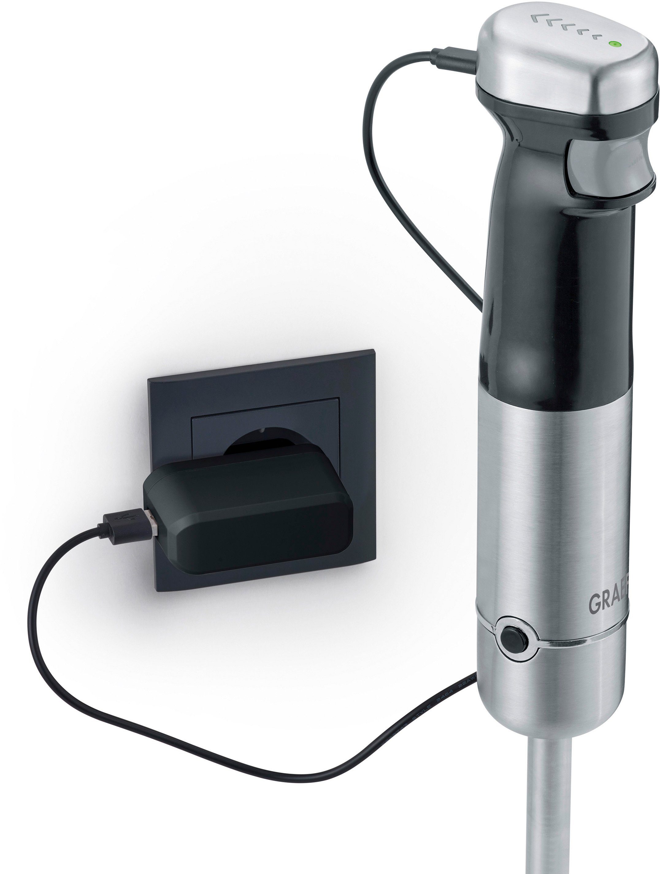 Graef Akku-Stabmixer HB 802, kabellos, 200 W, inkl. 4-teiligem Zubehör und Aufbewahrungsbox