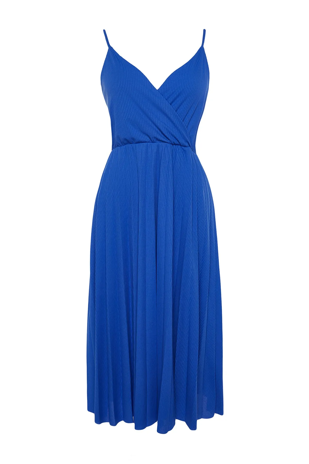 Trendyol Curve  Saks Zweireihiges Strickkleid mit Kragen und Riemen TBBSS22EL1565