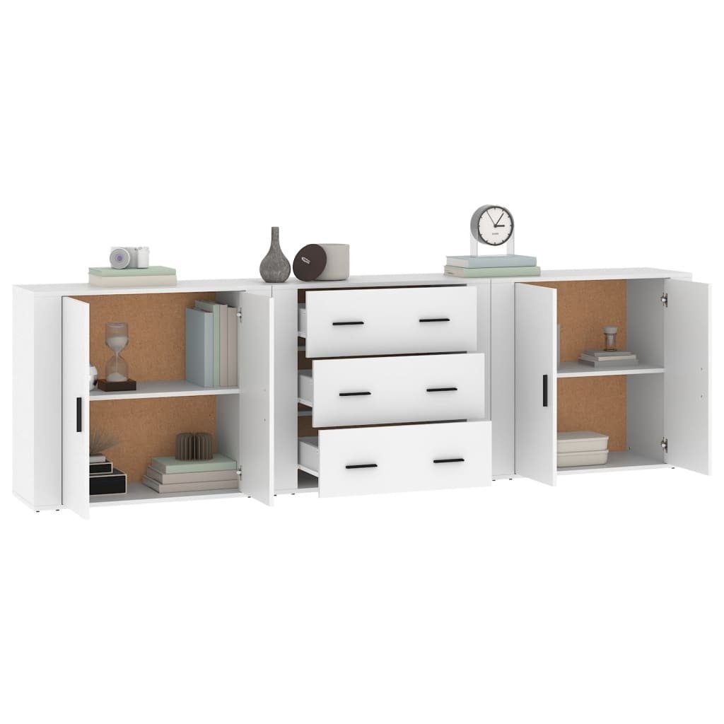 vidaXL Sideboard Sideboards 3 Stk. Weiß Holzwerkstoff (3 St)