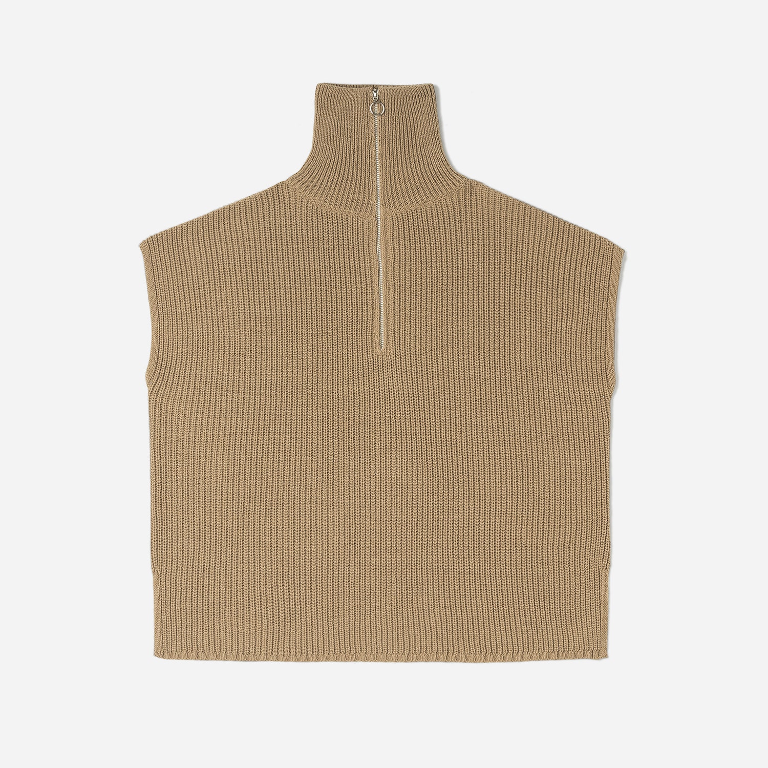 Pull-cape TEXTO beige en tricot à col camionneur - taille unique
