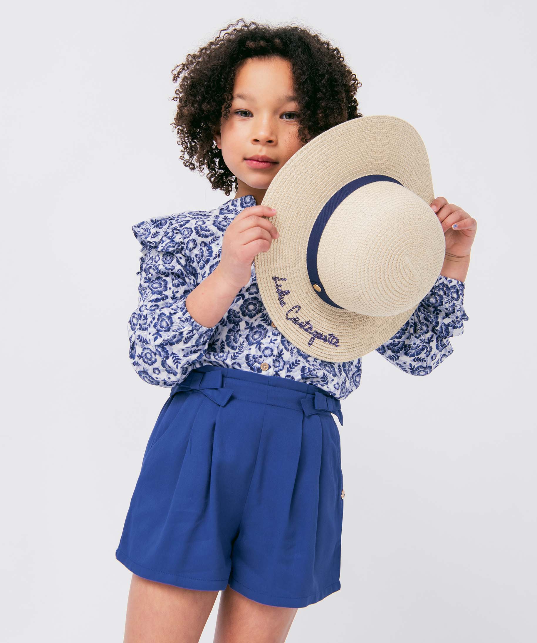 Chapeau fille en paille avec broderie en sequins - LuluCasta... beige | GEMO