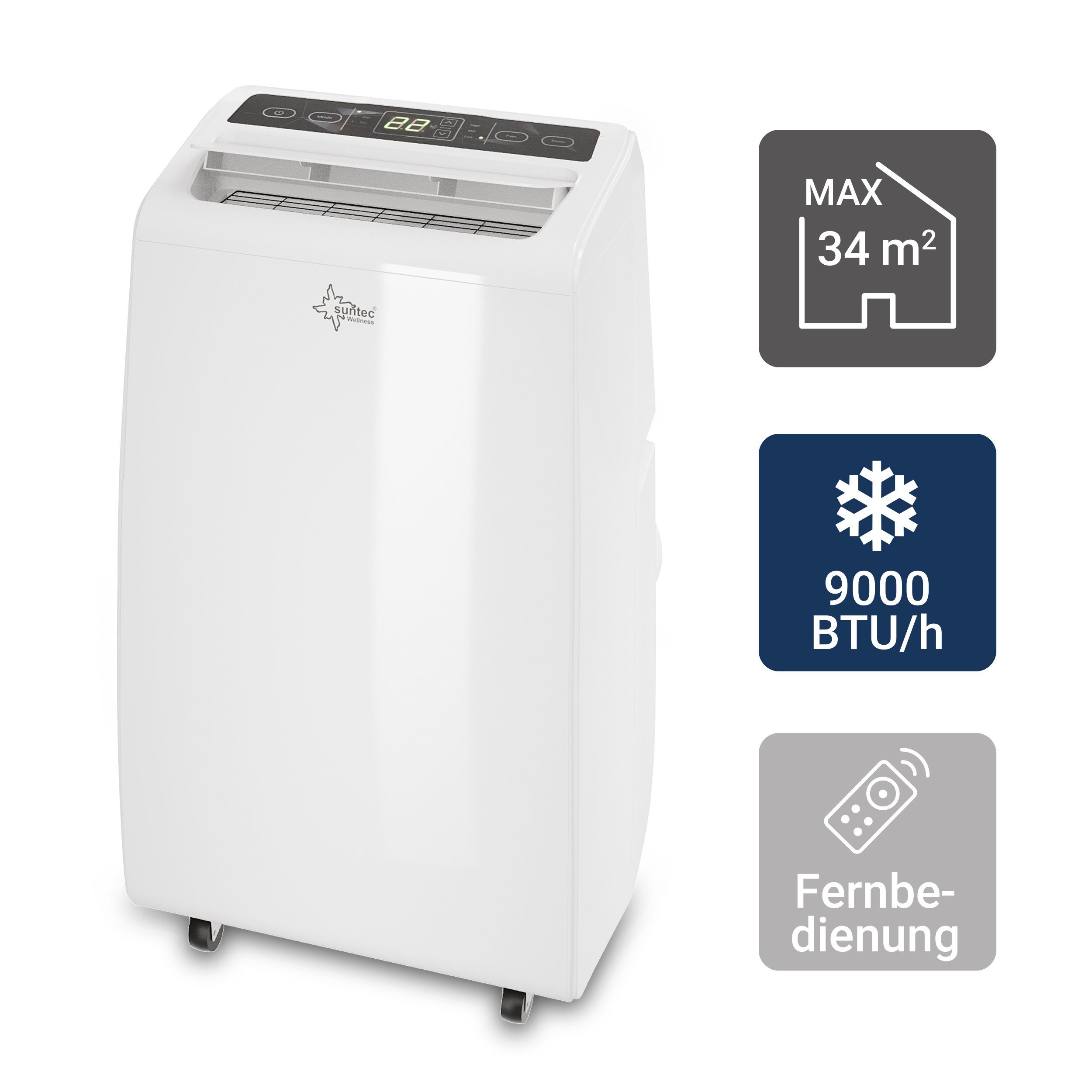 Suntec Wellness 3-in-1-Klimagerät Advance 9.0 Eco R290, Mobile Klimaanlage für Räume bis 80 m³, Kühler & Entfeuchter