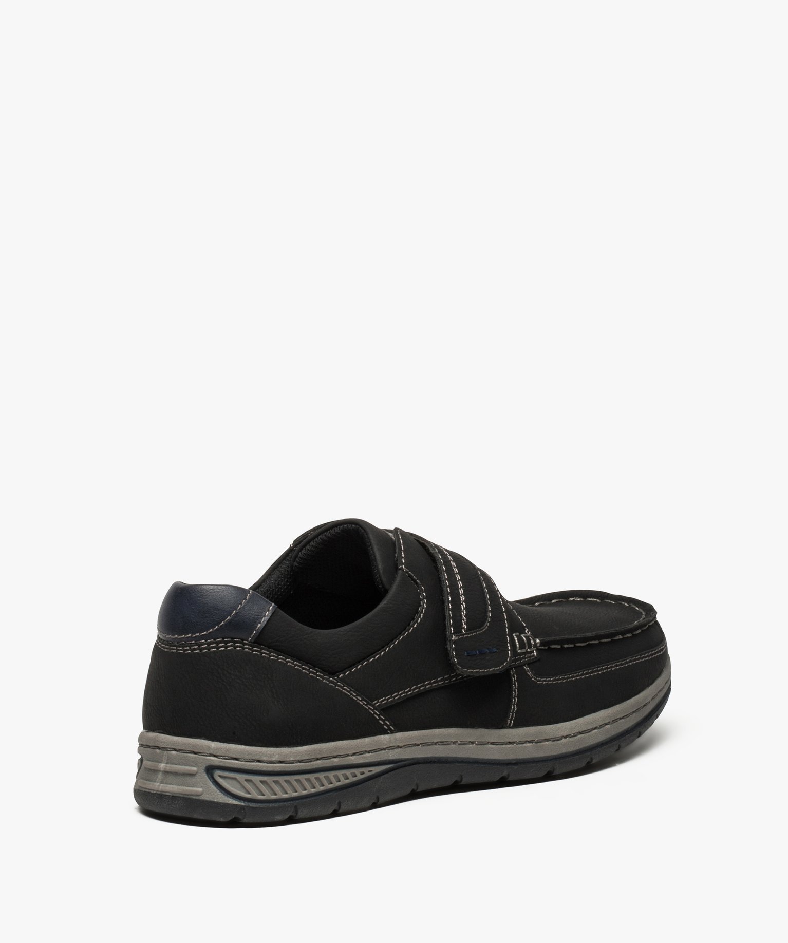 Chaussures bateau homme confort fermeture scratch noir | GEMO