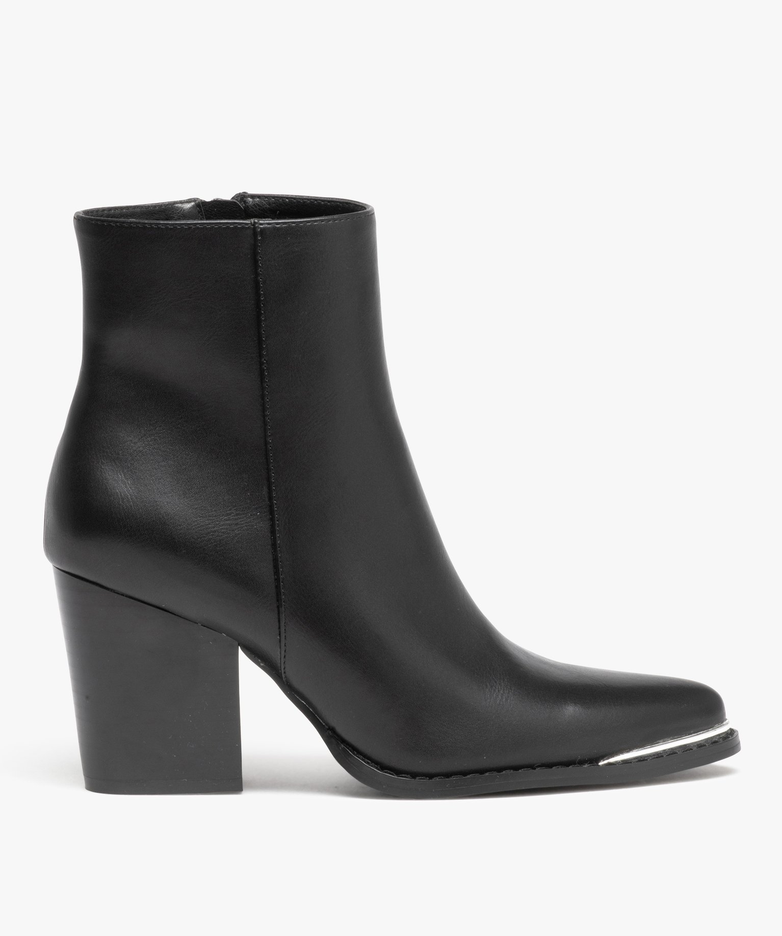 Boots femme unies à talon haut carré et bout pointu à lis... noir | GEMO