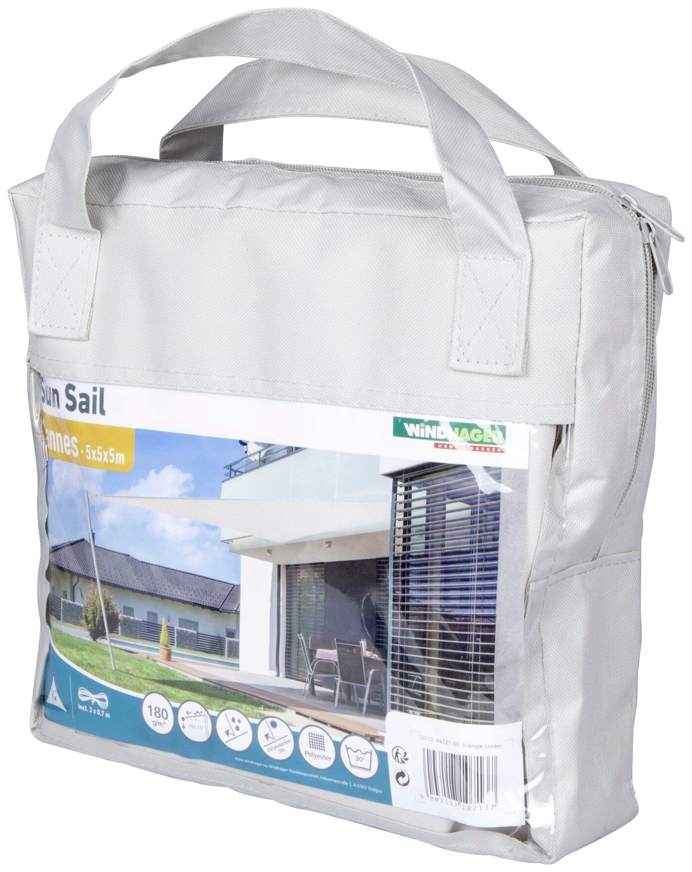 Windhager Sonnensegel Cannes Dreieck, 5x5x5m, grau