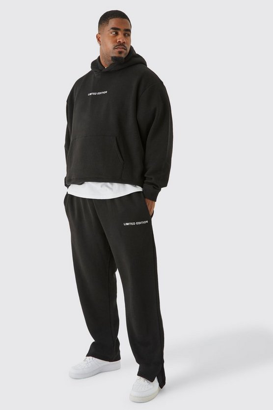 Plus kastiger Oversize Trainingsanzug mit geteiltem Saum