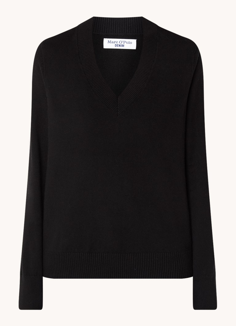 Marc O'Polo Denim Fine-knit wool blend pullover with V-neck