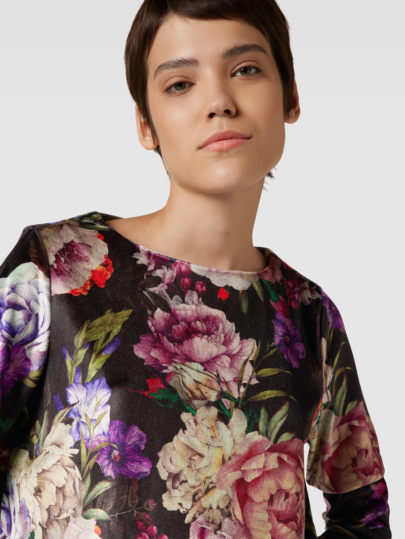 Sweatshirt mit floralem Muster in schwarz