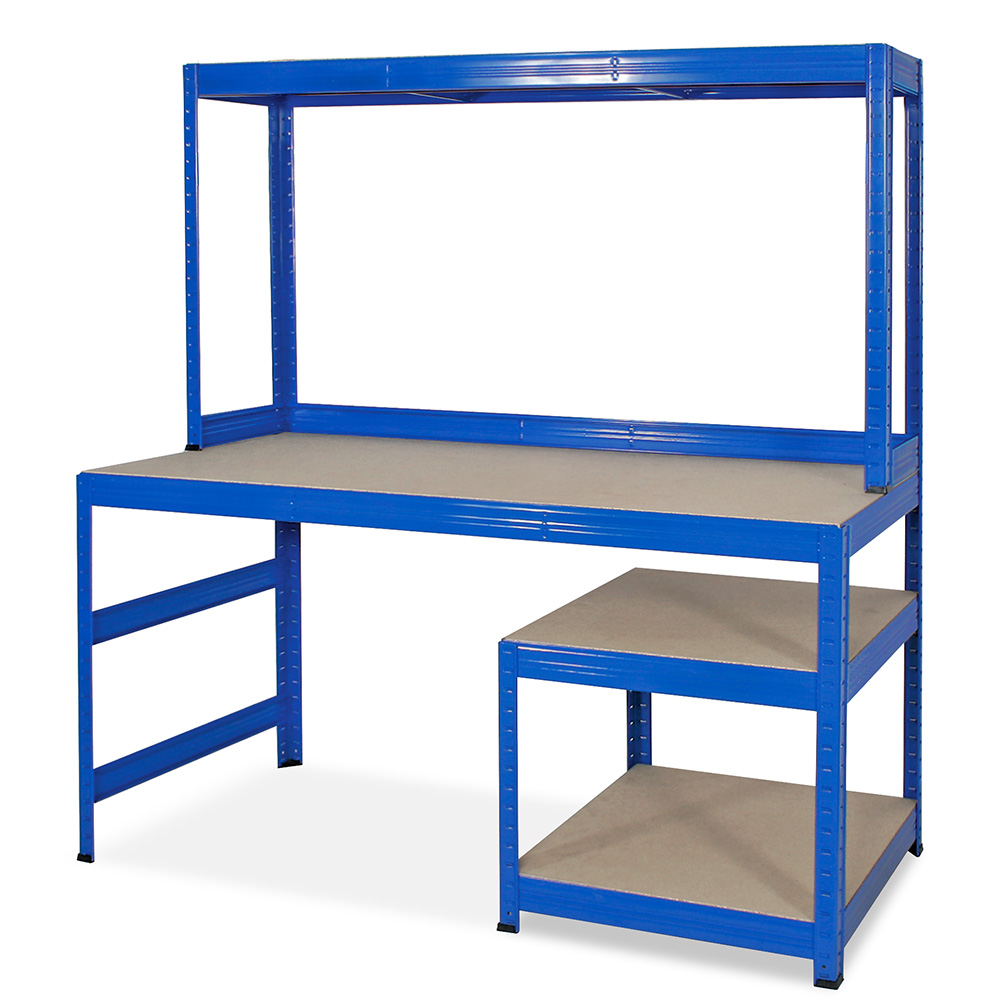 BRB Werkbankregal mit Regalaufsatz und Unterbau BxTxH 1500x600/300x1500 mm