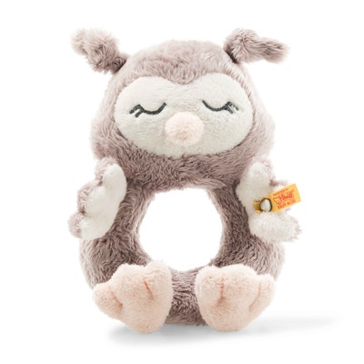 Soft Cuddly Friends Ollie Eule Greifling mit Rassel, 14 cm, beige