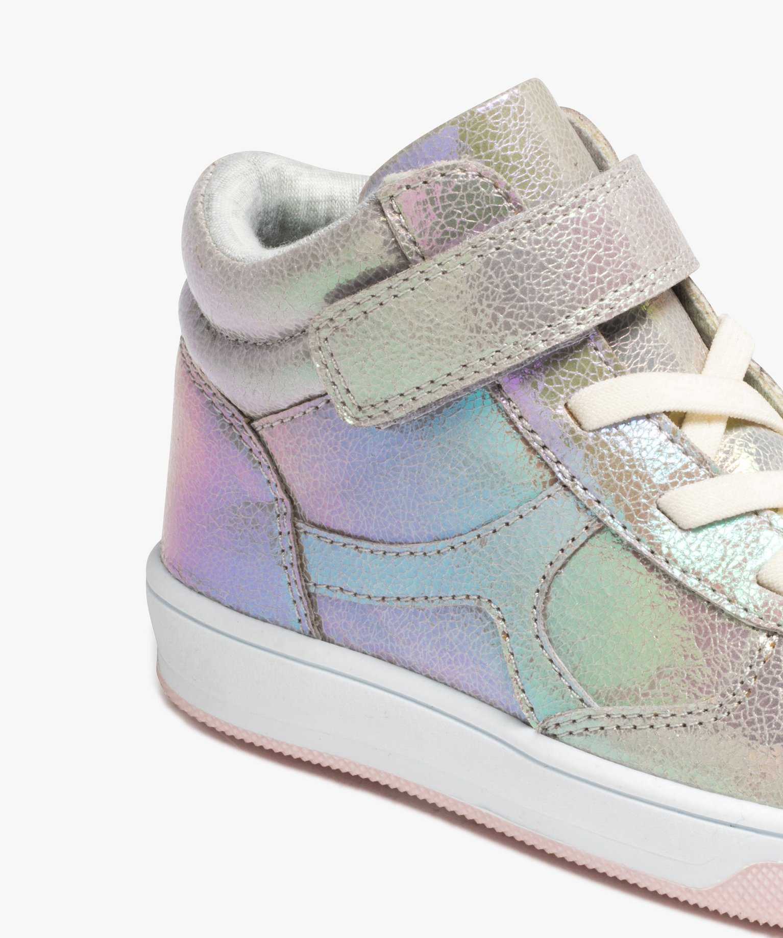 Baskets mid-cut fille avec dessus irisé et fermeture scratch argent | GEMO