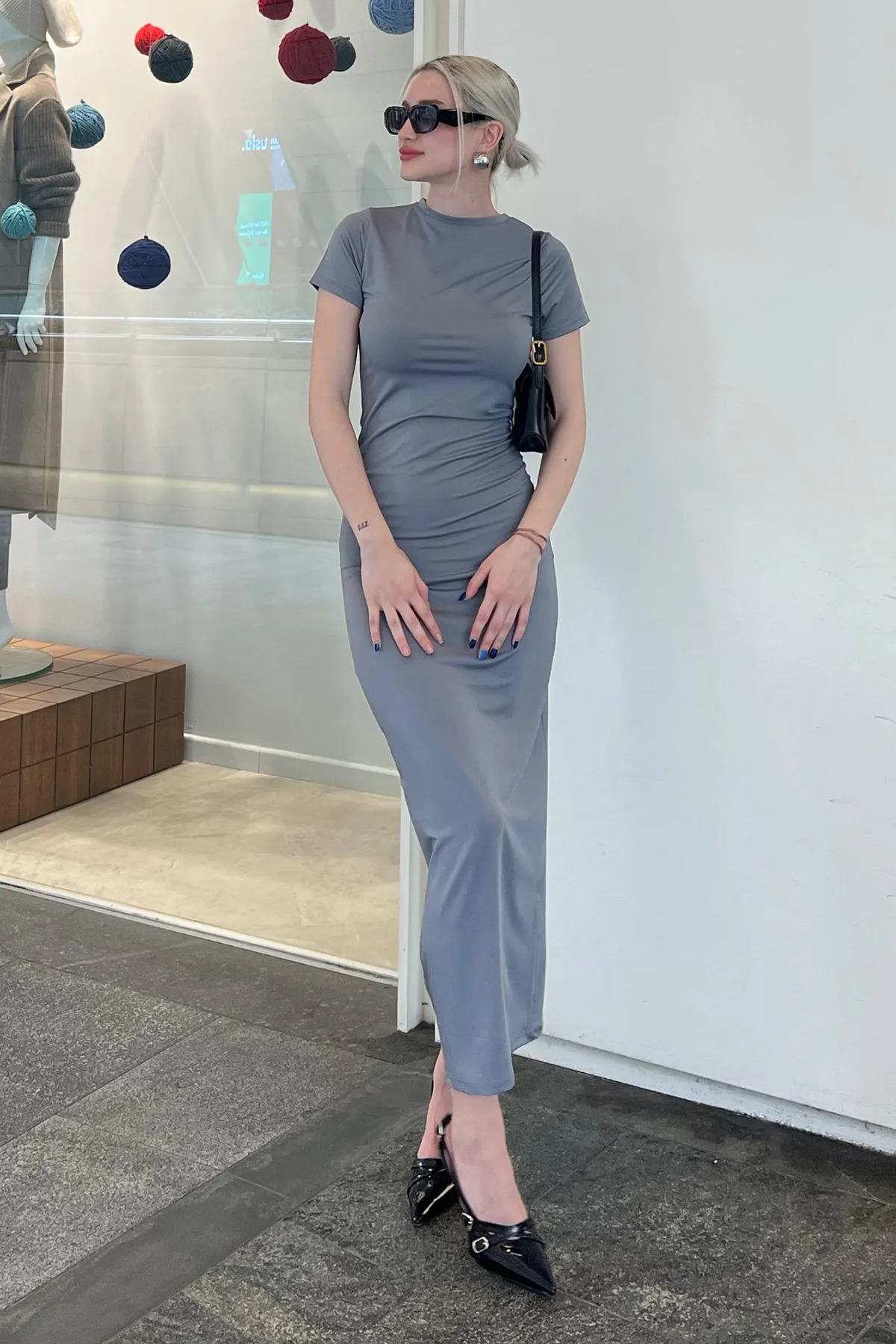 Madmext  Geräuchertes Basic-Halbfischer-Langkleid MG1856