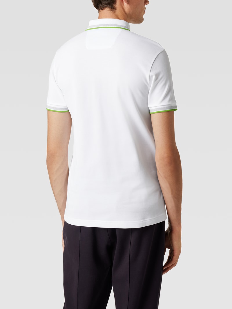 Regular Fit Poloshirt mit Label-Stitching Modell 'Paddy' in weiß